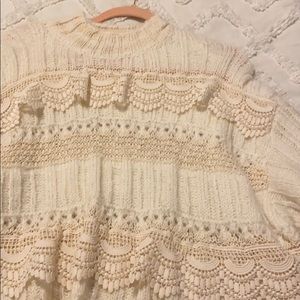 Zara cream sweater with lace